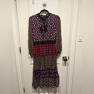 Alice + Olivia Geometric Multicolor Long Sleeve Dress
